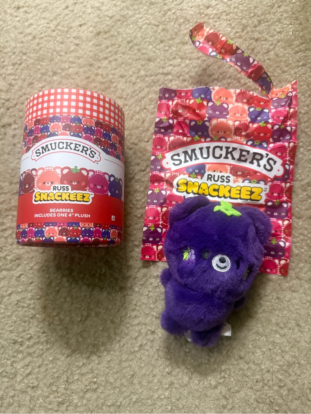 Smucker's Russ Snackeez Grape Bear Plush